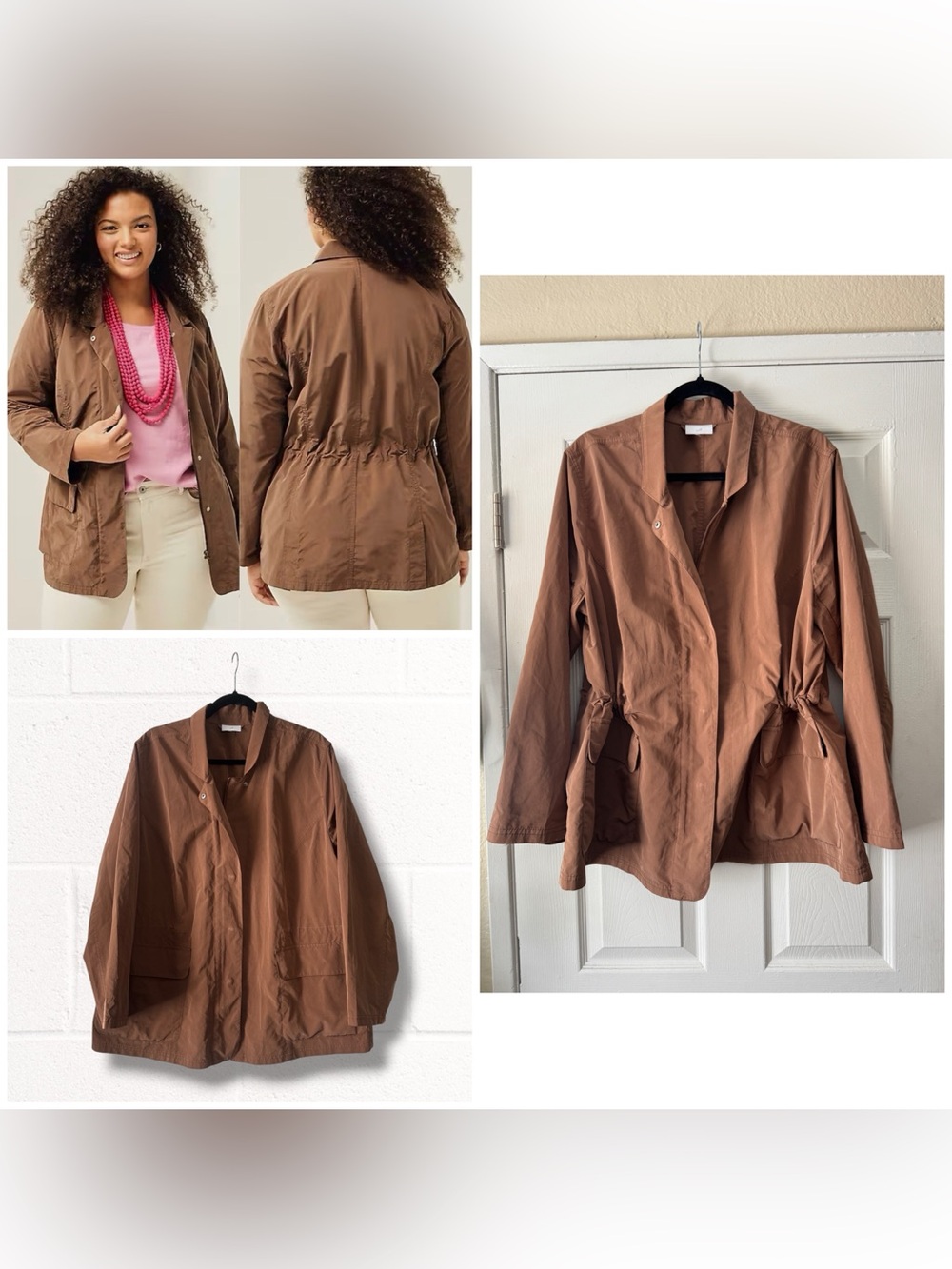 J. Jill Lightweight Drawstring Waist Jacket - Brown